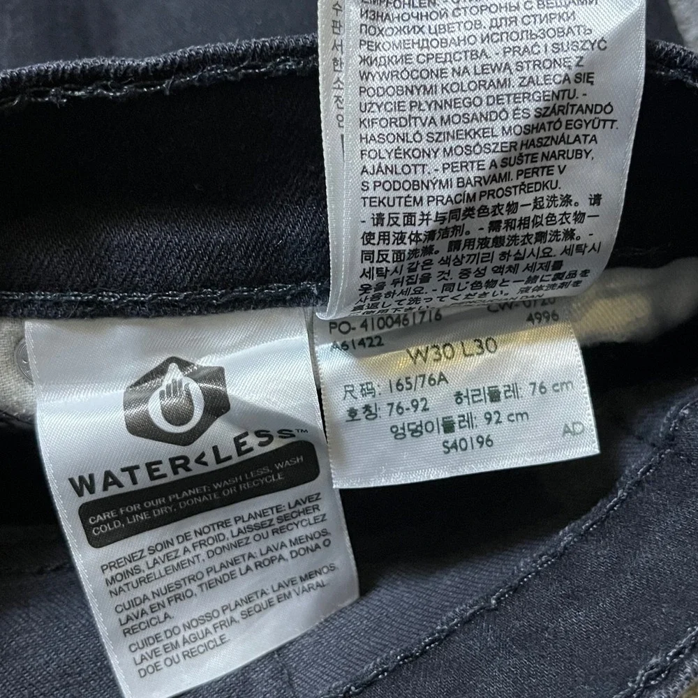 Levis 511 Slim Fit Jeans 30x30 Black Denim Pants Waterless